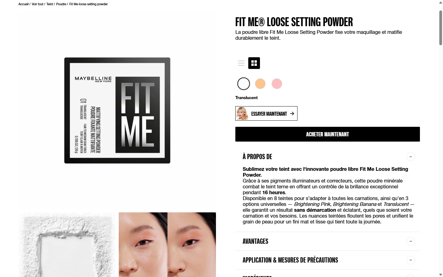Maybelline CH (FR) — Fit Me Loose Setting Powder · product page · Sitecore